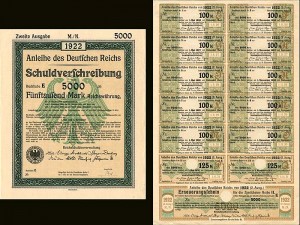 Anleihe des Deutfchen Reichs Schuldverfchreibung - 5,000 German Mark Bond (Uncanceled)